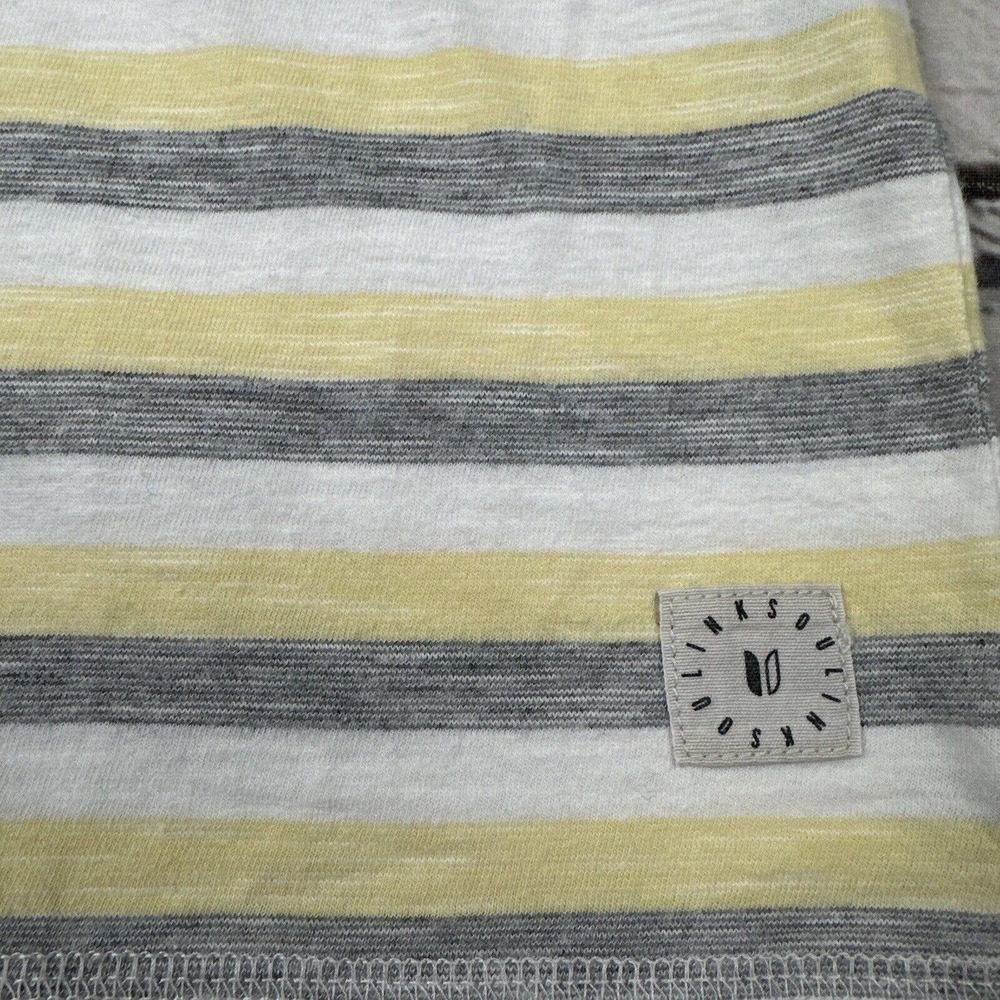 Linksoul Men's Medium Golf‎ Polo Short Sleeve Shirt Striped Yellow Gray - Picture 3 of 8